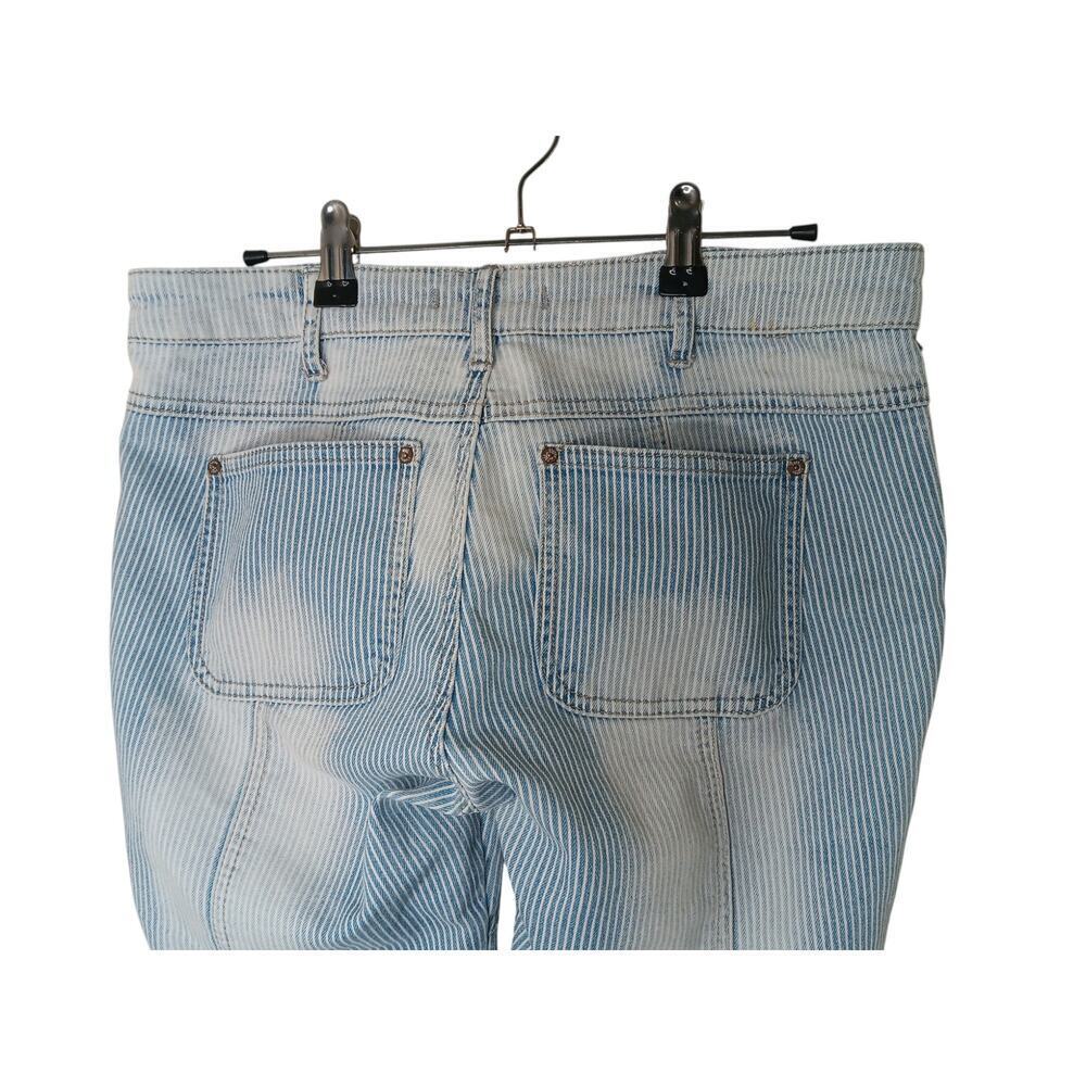 Free People Women’s Striped Patchwork Jeans Size 28 Blue White Distressed - Picture 11 of 16